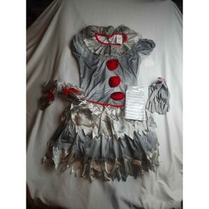 Fun World Carnevil Clown Costume Set 4 Piece Grey Red Small 4-6